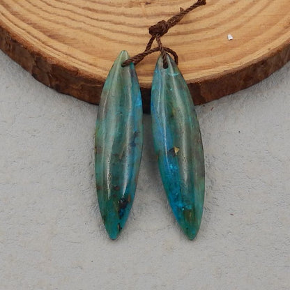 Natural Chrysocolla Earring Beads 45*9*5mm, 5.6g