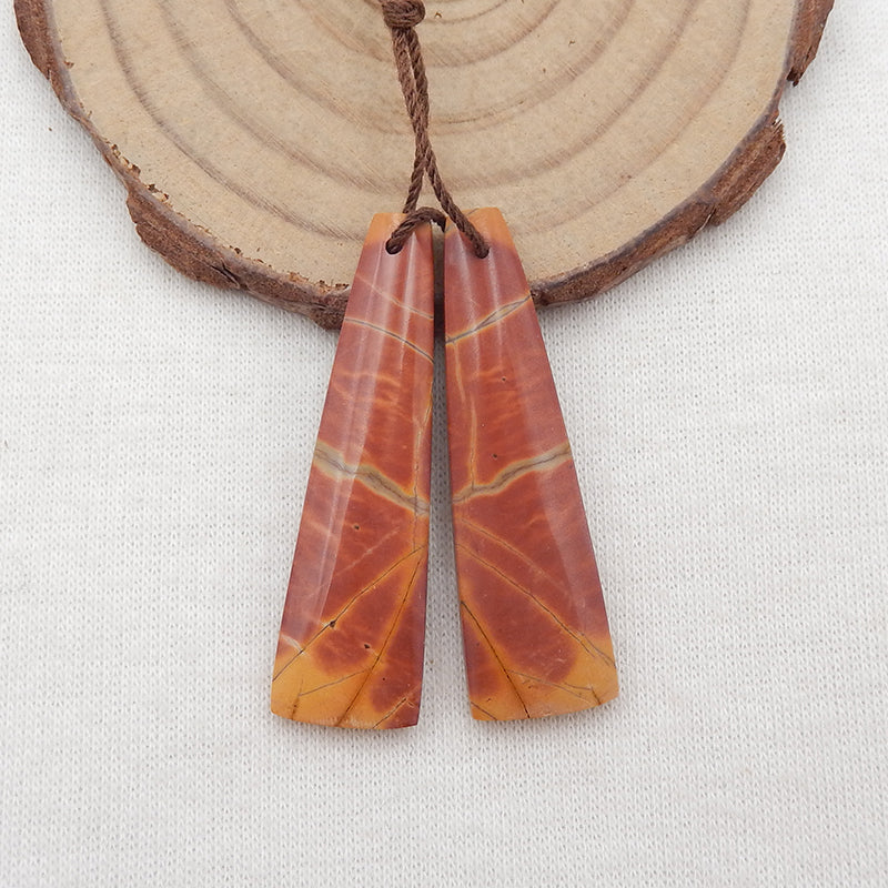 Natural Red Creek Jasper Earring Beads 36-45mm, long trapezoid