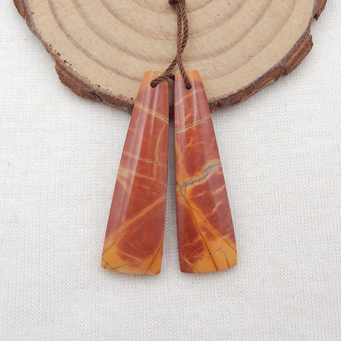Natural Red Creek Jasper Earring Beads 36-45mm, long trapezoid