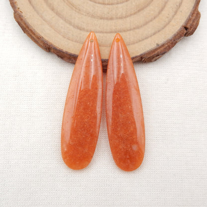 新设计红色砂金石耳环一对，用于制作耳环的石头，42x10x4mm，5.5g