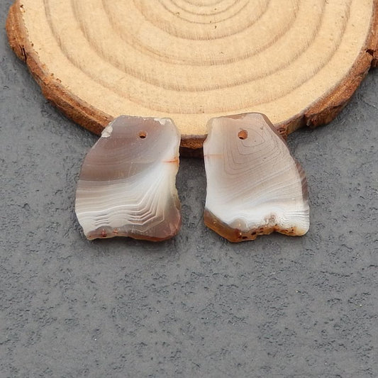 Paire de Boucles d'Oreilles en Agate de Dentelle Naturelle, 20x17x4 mm, 4.73g