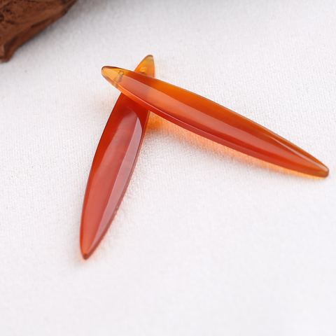 Natural Red Agate Long Teardrop Pendants - 1 Pair for Earring Making