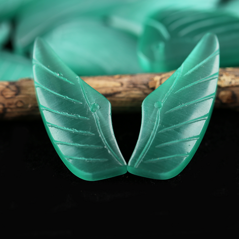 Earrings Bead Green Cymophane - Wing Earrings Natural Stone jewelry accessories