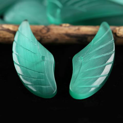 Earrings Bead Green Cymophane - Wing Earrings Natural Stone jewelry accessories