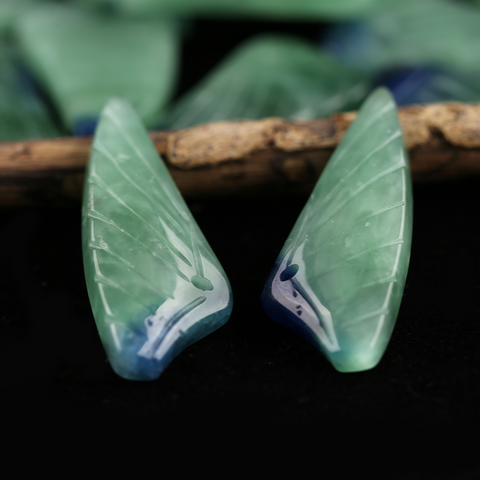 Wing Earrings Bead White Green Onyx -  Natural Stone jewelry accessories