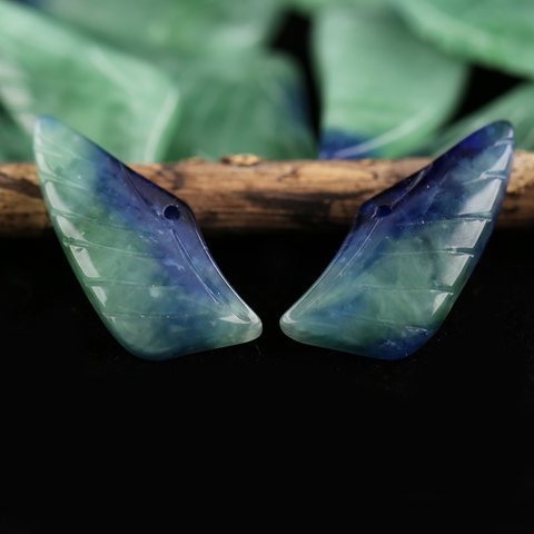 Wing Earrings Bead White Green Onyx -  Natural Stone jewelry accessories