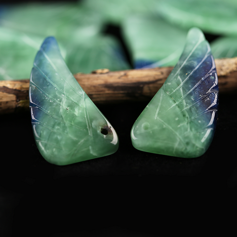Wing Earrings Bead White Green Onyx -  Natural Stone jewelry accessories