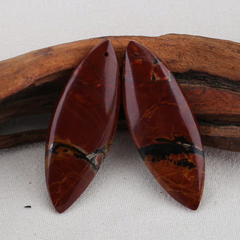 Natural Multi-Color Picasso Jasper Pendants, 50x18x5mm Hand-Polished Stone Pair