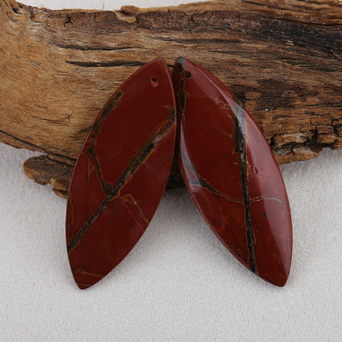 Natural Multi-Color Picasso Jasper Pendants, 50x18x5mm Hand-Polished Stone Pair