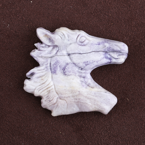 Carved Stone Crystal Horse Pendant, Natural Gemstone Horse Head, Crystal Horse Beads for Necklace Making, Rose Quartz Obsidian horse bead