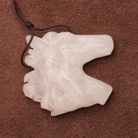 Carved Stone Crystal Horse Pendant, Natural Gemstone Horse Head, Crystal Horse Beads for Necklace Making, Rose Quartz Obsidian horse bead
