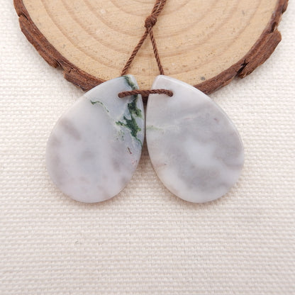 Paire de Boucles d'Oreilles Percées en Agate Violette Naturelle, 30x20x4mm, 9.1g