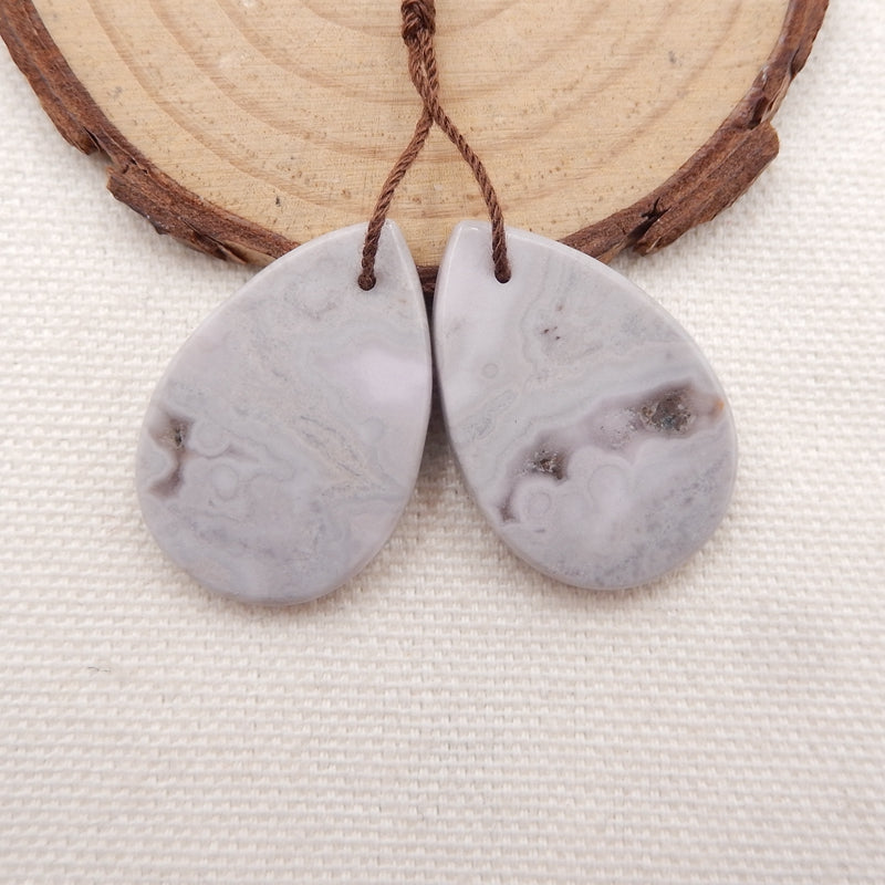 Paire de Boucles d'Oreilles Percées en Agate Violette Naturelle, 30x20x4mm, 9.1g