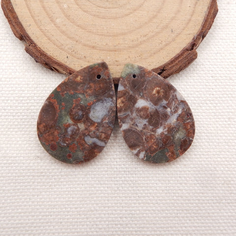 Natural Mushroom Jasper Earring Beads 29x19x3mm, 6.4g