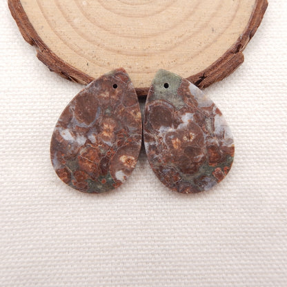 Natural Mushroom Jasper Earring Beads 29x19x3mm, 6.4g
