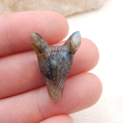 Natural Labradorite Carved wolf head Pendant Bead 23*18*10mm, 4.7g