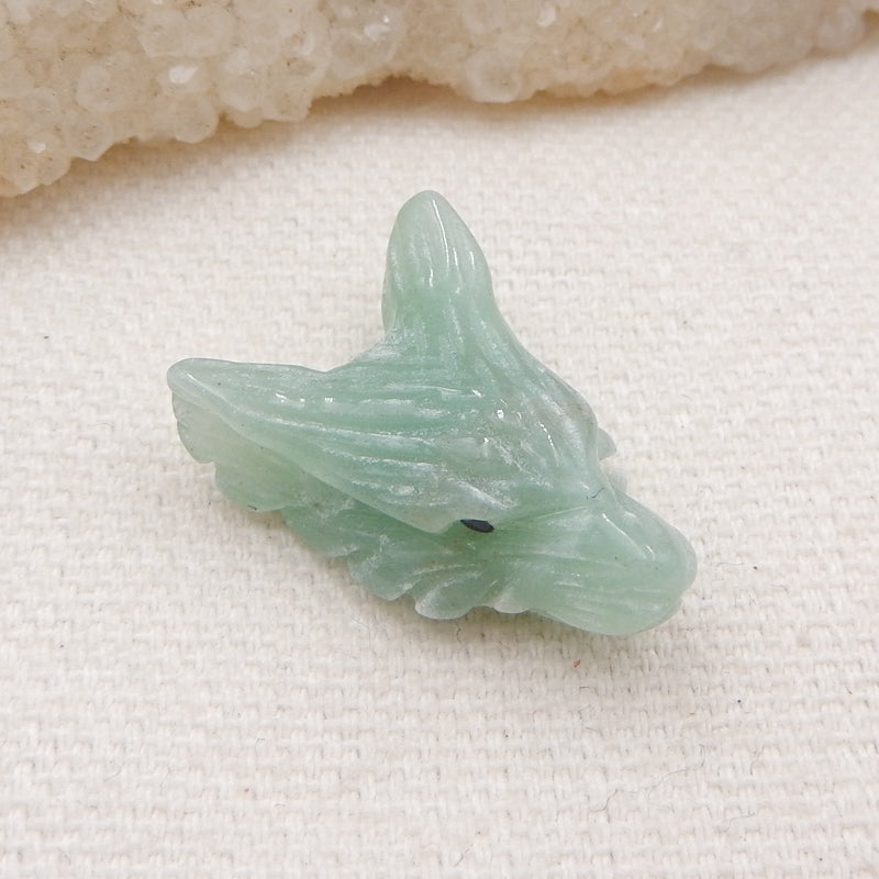 Natural Green Aventurine Carved wolf head Pendant Bead 23*16*8mm, 3.8g