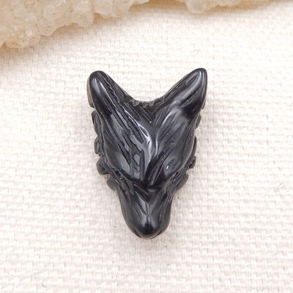 Natural Obsidian Carved wolf head Pendant Bead 21x16x8mm, 2.6g