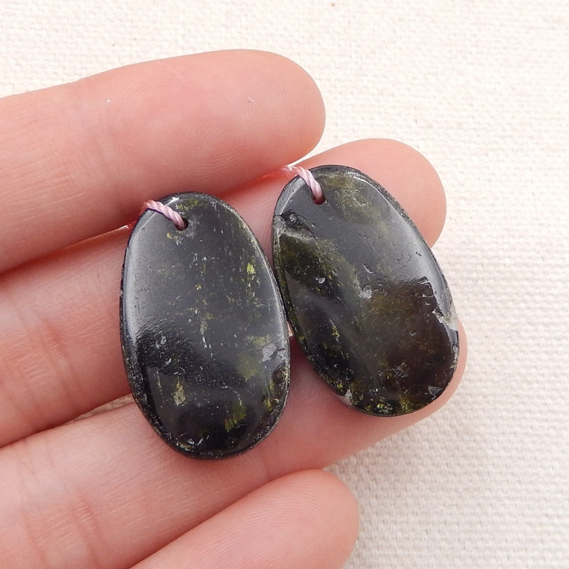 Paire de boucles d'oreilles en pierres précieuses de kyanite verte naturelle, 26x13x3 mm, 5,4 g