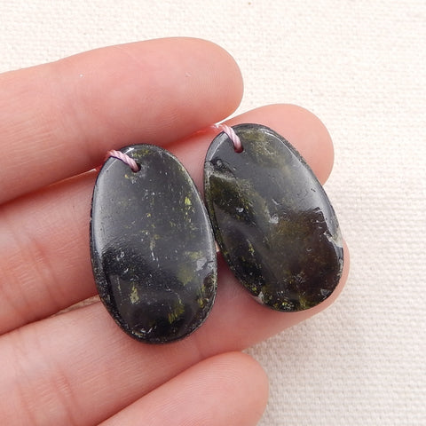 Natural Green Kyanite Earring Beads 26x13x3mm, 5.4g