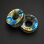 Natural  Labradorite Round Ear Tunnels, Double Flared Stone Gauges,  Body Jewelry, Ear Stretching Tunnel Pair