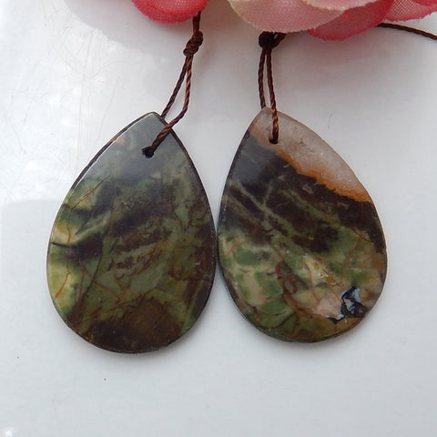 Natural Mushroom Jasper Earring Beads 29x19x3mm, 6.4g