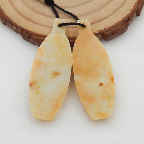 Paire de boucles d'oreilles en Amazonite sculptée, 40 x 15 x 4 mm, 7,8 g