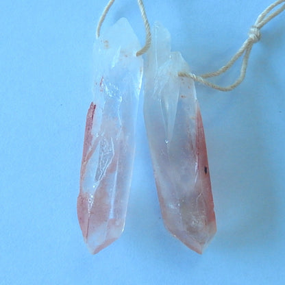 Boucles d'oreilles Drusy, cristal, vente de 2 paires de boucles d'oreilles en pierres précieuses de quartz, 39x6x5mm, 3.7g