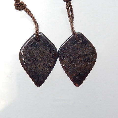 Natural Garnet Carved leaf Earring Beads 20x11x3mm, 3.4g