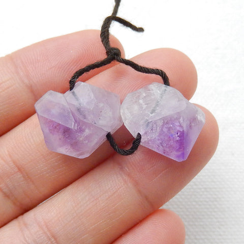 Natural Amethyst Earring Beads 16x11x8mm, 3.9g