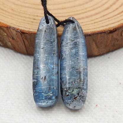 Perles de boucles d'oreilles en cyanite bleue naturelle, pierre pour la fabrication de boucles d'oreilles, 29x7x4mm, 3.9g