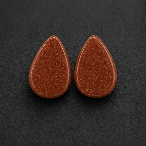Red Sand Sun Sitara Teardrop Stone Plugs – Handcrafted Sparkle Body Jewelry