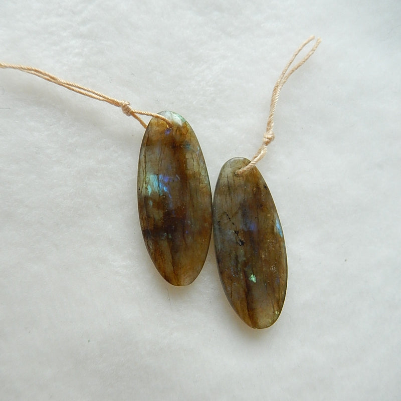 Natural Labradorite Earring Beads 31x13x5mm, 7.7g