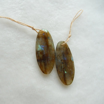 Natural Labradorite Earring Beads 31x13x5mm, 7.7g