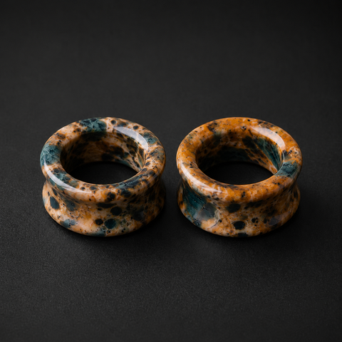 Natural Petrified Wood Opal Gauges, Teal Earthy Plugs, Double Flare Stone Plugs, Custom Sizes Available