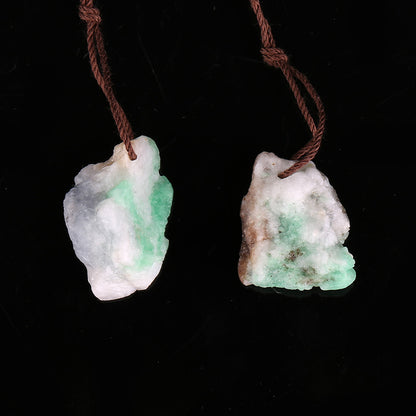 Paire de boucles d'oreilles vert émeraude pépite, pierre pour la fabrication de boucles d'oreilles, 23x14x11mm, 24x14x9mm, 6.7g