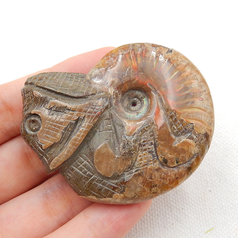 Natural Ammonite Fossil Carved chameleon