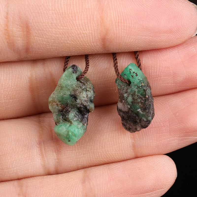 Paire de boucles d'oreilles vert émeraude pépite, pierre pour la fabrication de boucles d'oreilles, 15x11x8mm, 14x11x7mm, 2.6g