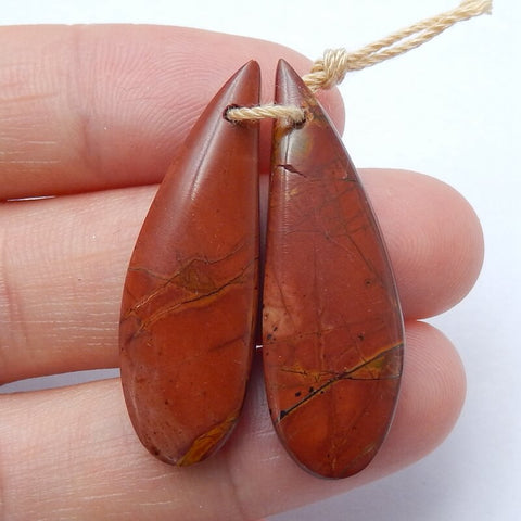 Natural Red Creek Jasper Earring Beads 33X11X5mm, 5.6g