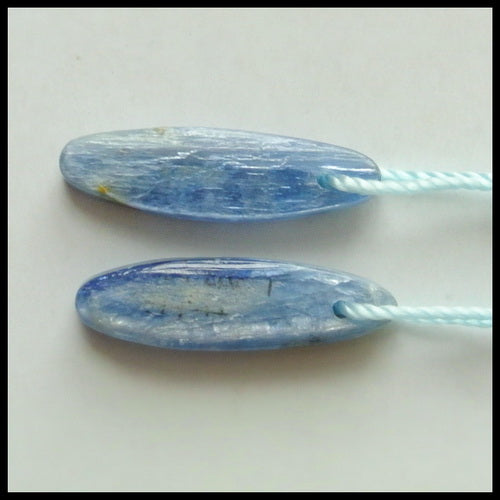 Boucles d'oreilles Blue Kyanite Stone Pair, pierre pour la fabrication de boucles d'oreilles, 25x7x3mm, 1.7g