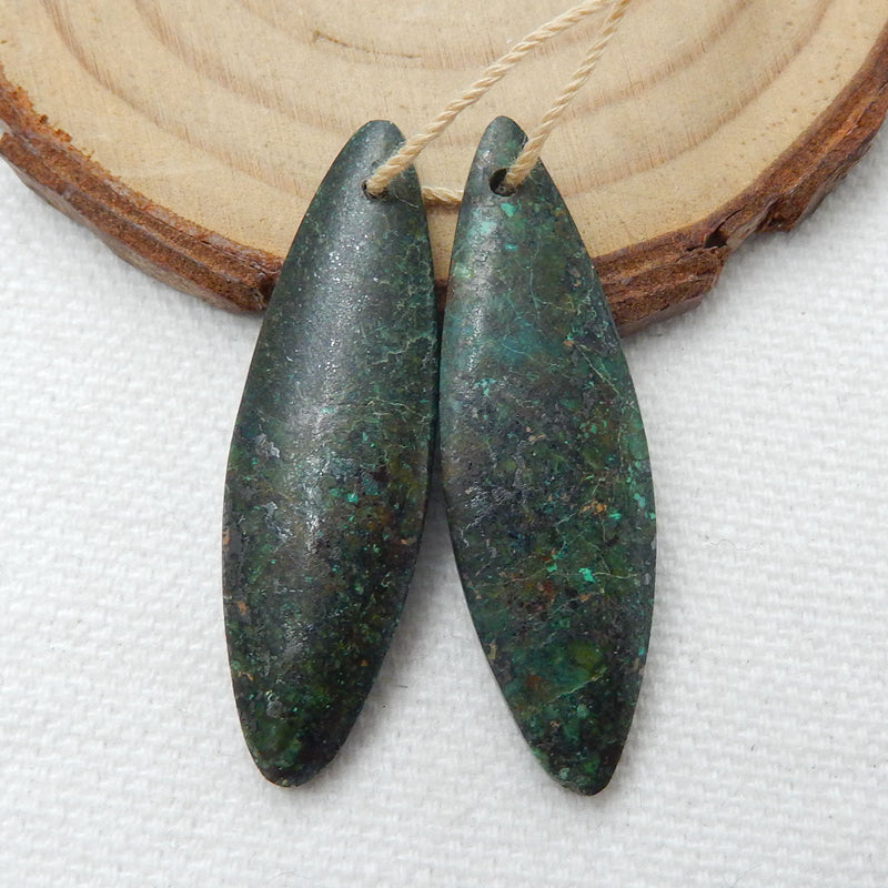 Paire de Boucles d'Oreilles Marquise Turquoise Africaine Naturelle, pierre pour Boucles d'oreilles, 44x12x5mm, 7.8g