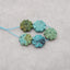 5 PCS Carved Natural Turquoise Flower Gemstone Cabochons, Jewelry DIY Making, Gemstone Wholesale, 12x12×4mm,  5.2g