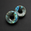 Natural  Labradorite Round Ear Tunnels, Double Flared Stone Gauges,  Body Jewelry, Ear Stretching Tunnel Pair