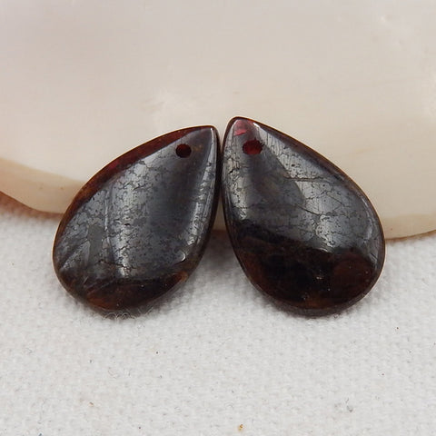 Natural Garnet Earring Beads 20x15x4mm, 5.3g