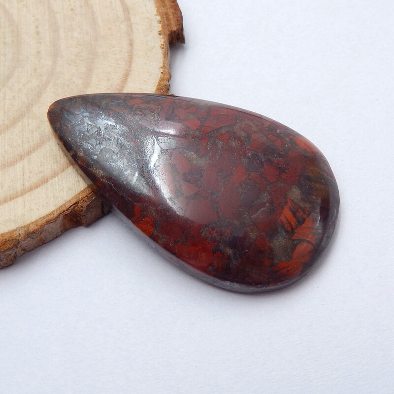 Natural Indian Red Stone Cabochon 39x23x6mm, 8.5g