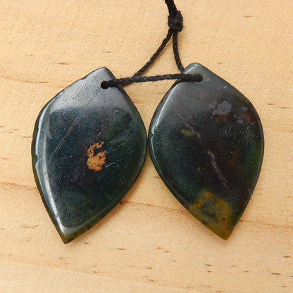 Nouveau!! Offre spéciale paire de boucles d'oreilles en feuille sculptée d'opale verte, 34x20x4mm, 7.1g