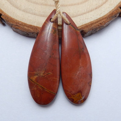 Natural Red Creek Jasper Earring Beads 33X11X5mm, 5.6g
