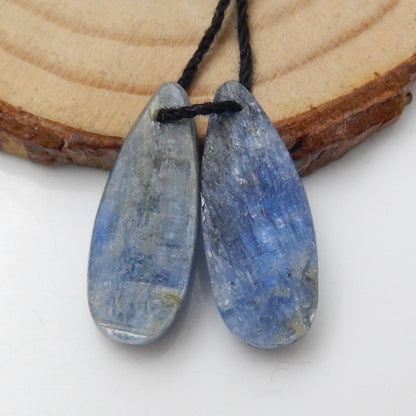 Paire de boucles d'oreilles en pierres précieuses de cyanite bleue naturelle, 23x8x3 mm, 3,2 g
