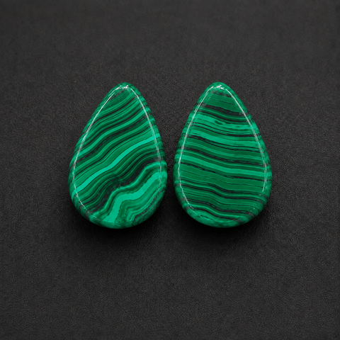 Green Malachite Teardrop Ear Plugs - Double Flare Stone Gauges for Stretched Ears (Sold as Pair)