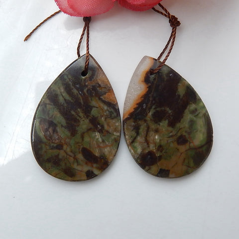Natural Mushroom Jasper Earring Beads 29x19x3mm, 6.4g
